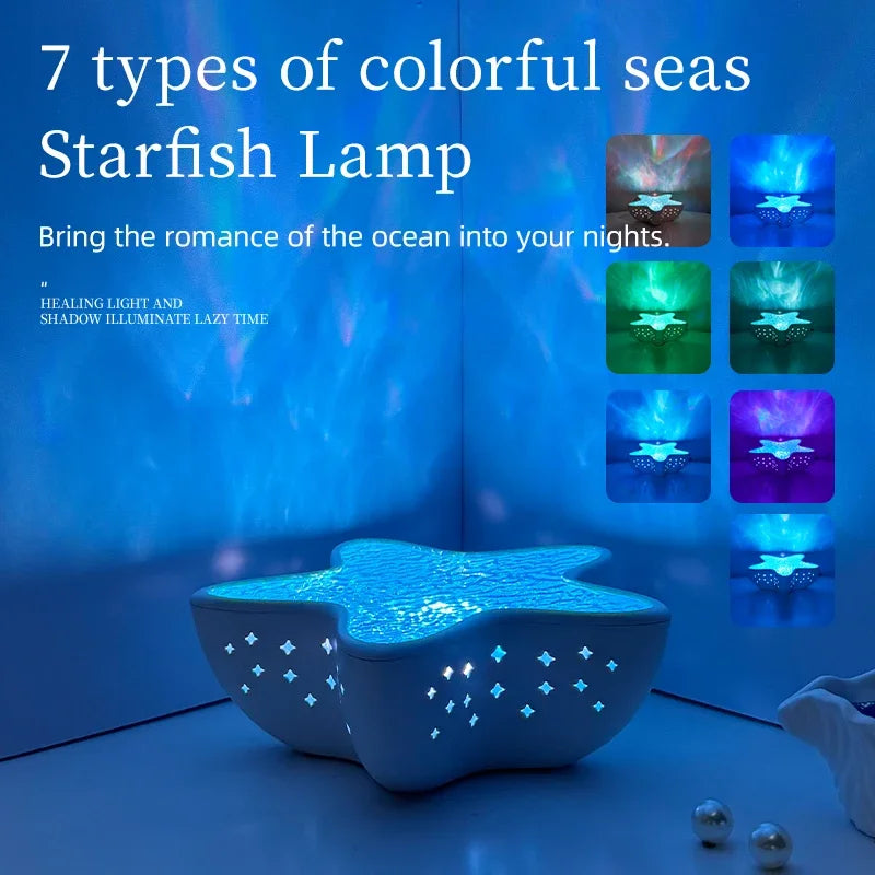 Starry Glow: ✨ Starry Glow: Starfish LED Projector Lamp 🌊 Create Your Underwater Sanctuary