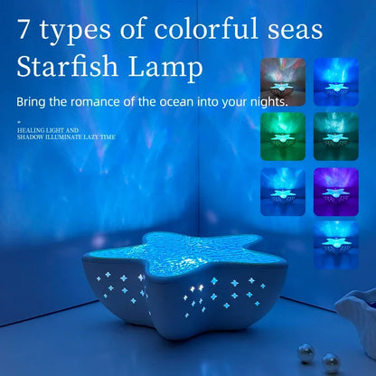 Starry Glow: ✨ Starry Glow: Starfish LED Projector Lamp 🌊 Create Your Underwater Sanctuary