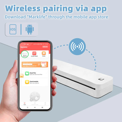 Bluetooth Thermal Inkless Printer A4 Maker Wireless Mobile Travel Printer Tattoo Paper Compatible with iPhone Android Mac Window