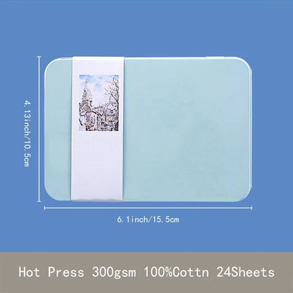 POTENTATE Watercolor Book Artist-grade Cotton A6 Rough-grained Watercolor Paper 300g Postcard Tin Box Travel Sketch Art Supplies