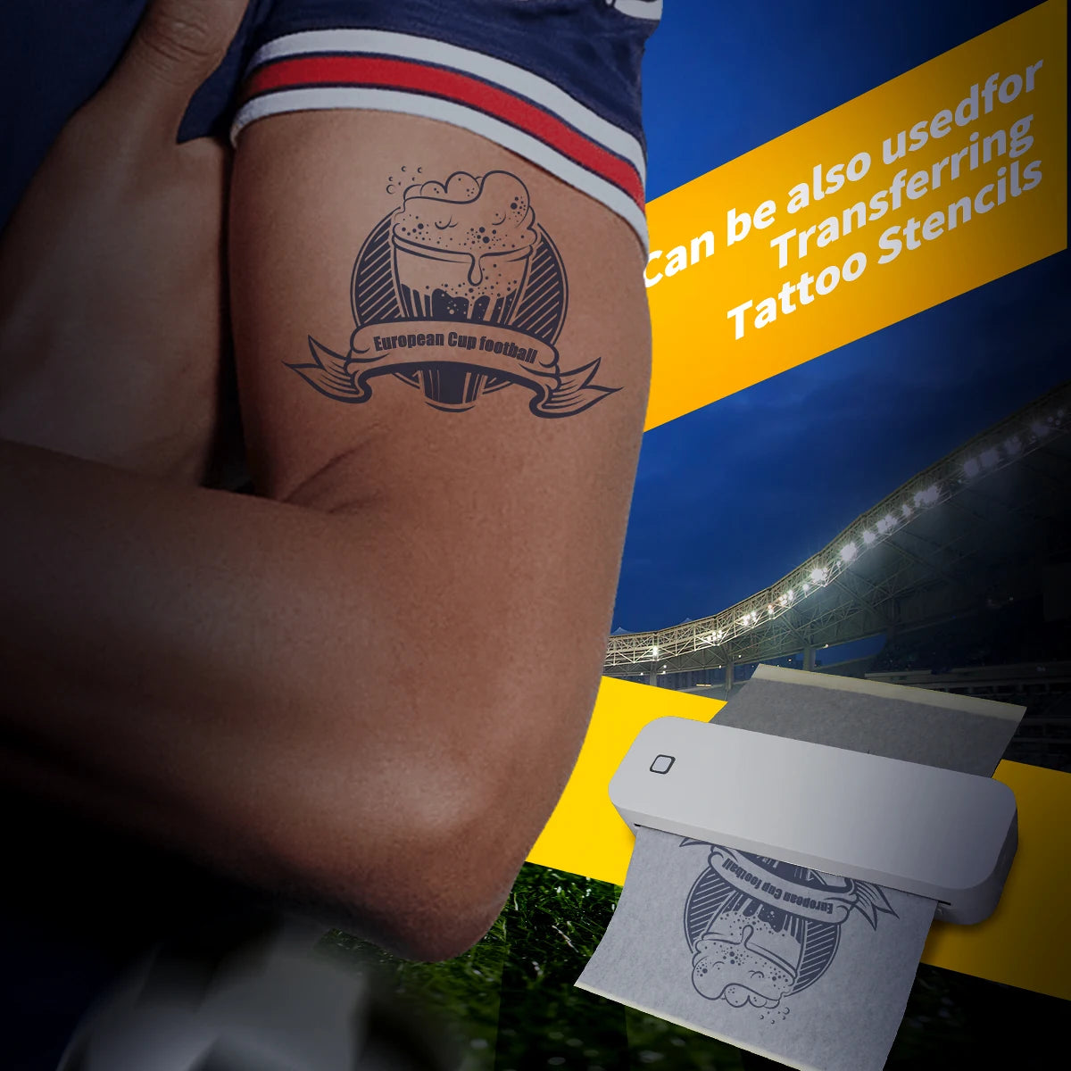 Bluetooth Thermal Inkless Printer A4 Maker Wireless Mobile Travel Printer Tattoo Paper Compatible with iPhone Android Mac Window