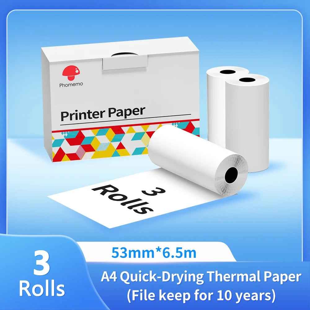 Phomemo A4 Thermal Printer Paper Letter Paper Quick-dry Continuous Paper Suitab for M832/M833/M834/M835 Portable Printer 2 Rolls