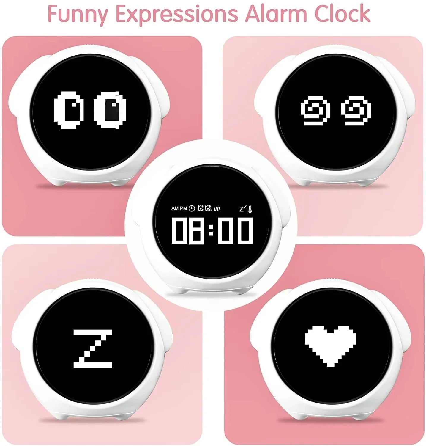 Child Alarm clock Digital Emotion Table Clock WIth Light Cute Cartoon Alarm Clock For Kids