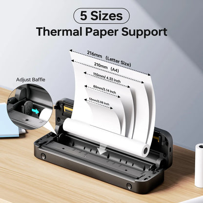 Phomemo M832 Portable Printer A4 BT Printer for Travel 300Dpi Wireless Inkless Thermal Printer Use in iOS Android Phone Laptop