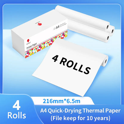 Phomemo A4 Thermal Printer Paper Letter Paper Quick-dry Continuous Paper Suitab for M832/M833/M834/M835 Portable Printer 2 Rolls