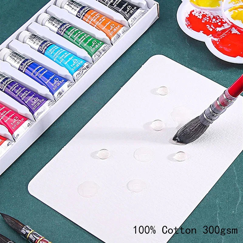 POTENTATE Watercolor Book Artist-grade Cotton A6 Rough-grained Watercolor Paper 300g Postcard Tin Box Travel Sketch Art Supplies
