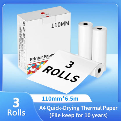 Phomemo A4 Thermal Printer Paper Letter Paper Quick-dry Continuous Paper Suitab for M832/M833/M834/M835 Portable Printer 2 Rolls