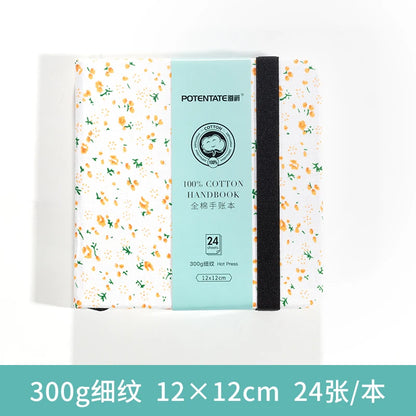 POTENTATE 100% Cotton Square Watercolor Paper Book 12cmx12cm(4.7x4.7Inch )24 Sheets 300g (140lb) Art  Drawing Paper Sketchbook