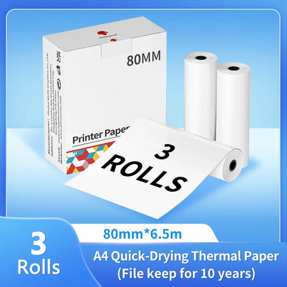 Phomemo A4 Thermal Printer Paper Letter Paper Quick-dry Continuous Paper Suitab for M832/M833/M834/M835 Portable Printer 2 Rolls