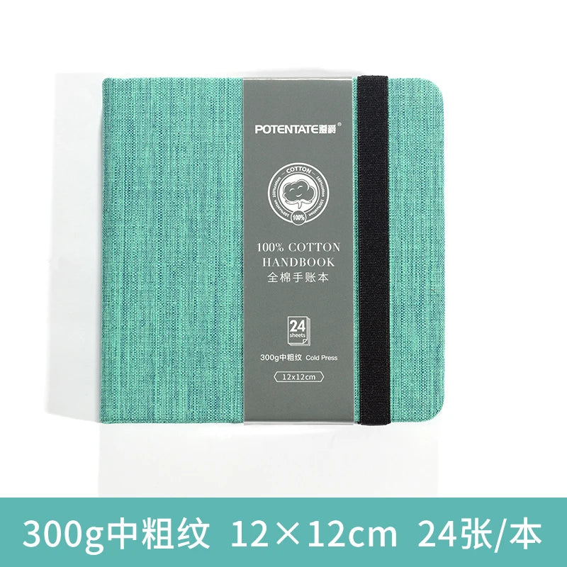 POTENTATE 100% Cotton Square Watercolor Paper Book 12cmx12cm(4.7x4.7Inch )24 Sheets 300g (140lb) Art  Drawing Paper Sketchbook