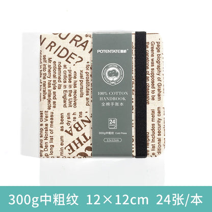 POTENTATE 100% Cotton Square Watercolor Paper Book 12cmx12cm(4.7x4.7Inch )24 Sheets 300g (140lb) Art  Drawing Paper Sketchbook